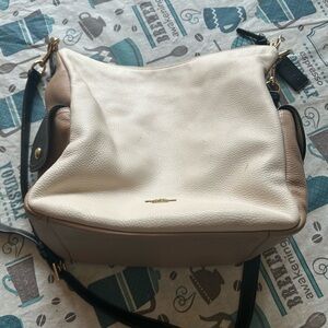 Coach Cream and Tan Leather Shoulder Bag